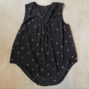 Cocktail Print Georgette Pullover Tank